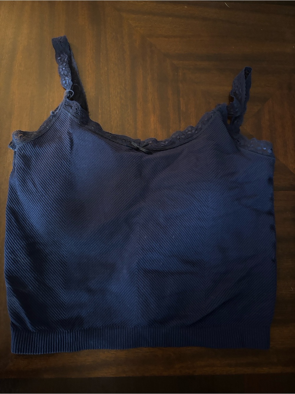 Streetwear Society Navy Lace-Trim Ribbed Camisole